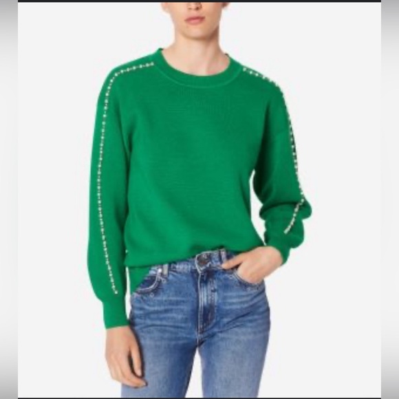 Sandro Sweaters - SANDRO Paris Pearls Rhinestone Beaded Wool Blend green Sweater 2 (M)